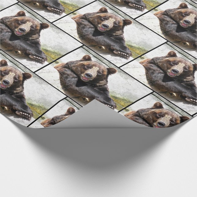 Papier Cadeau Ours noir souriant (Coin)