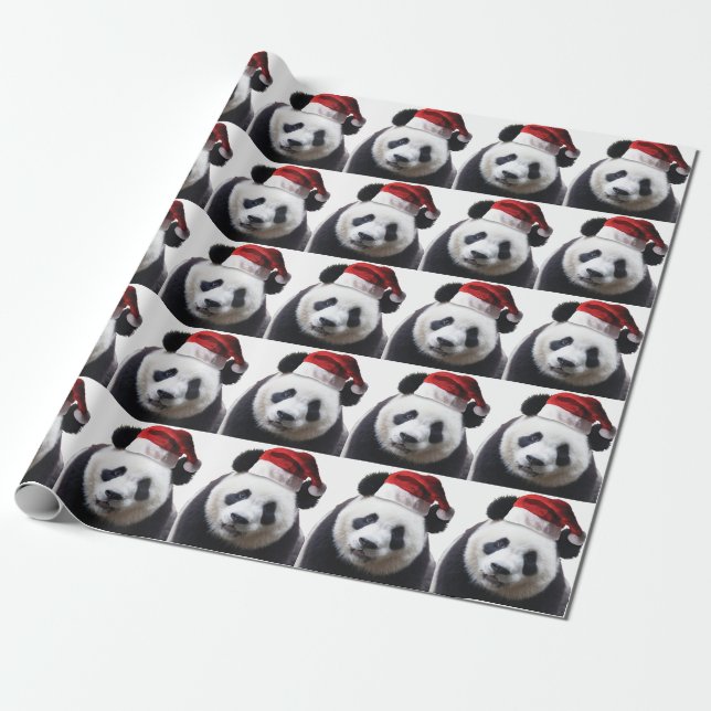 Papier Cadeau Ours panda de Noël (Déroulé)