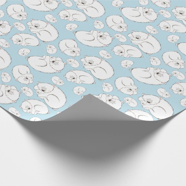 Papier Cadeau Ours polaire Baby shower Hiver bleu garçon (Coin)