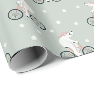 Papier Cadeau Ours polaire d'hiver vert à la menthe lunaire et 