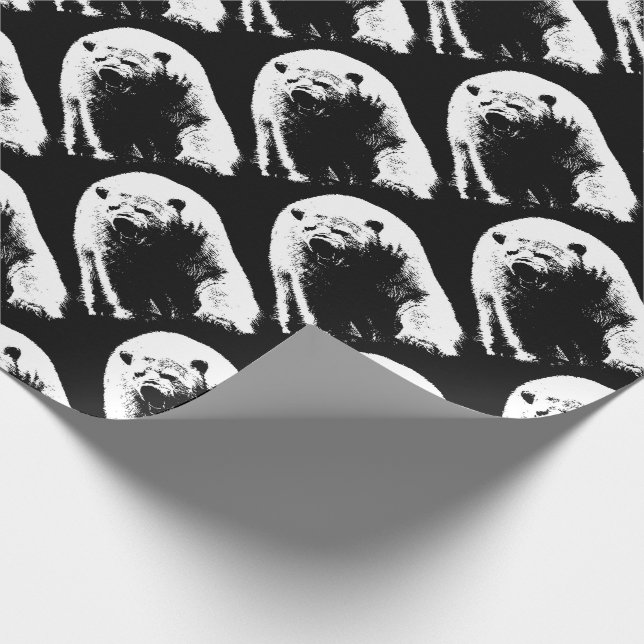 Papier Cadeau Ours polaire noir et blanc Pop Art (Coin)