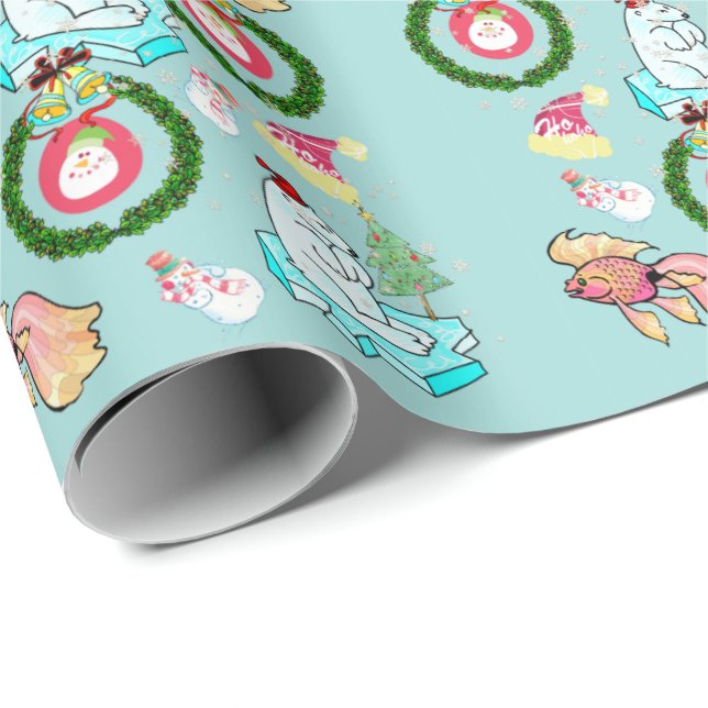 Papier Cadeau Ours polaire Papier à enveloppement de neige de No (Coin rond)