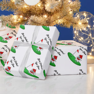Papier Cadeau Ours polaire sur terrain de golf Noël mignon