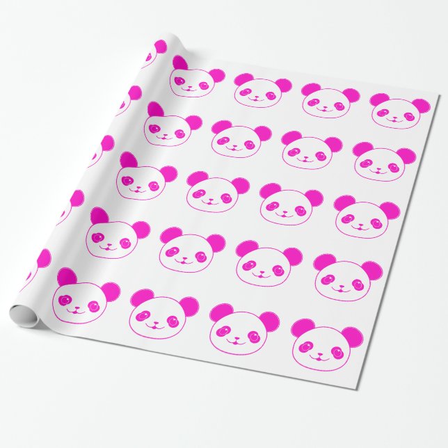 Papier Cadeau Ours rose Kawaii Panda (Déroulé)