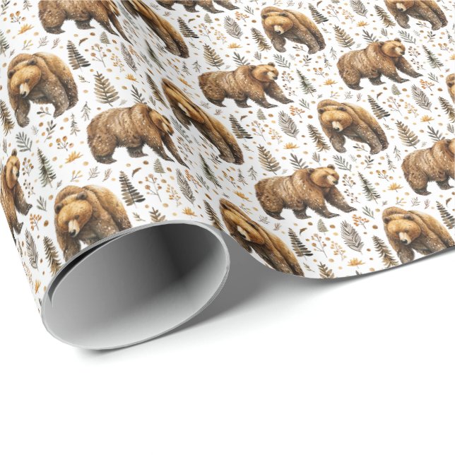 Papier Cadeau Ours Thème Cadeau Envelopper Animaux sauvages (Coin rond)