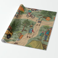 Outdoor recreation vintage seamless pattern with h