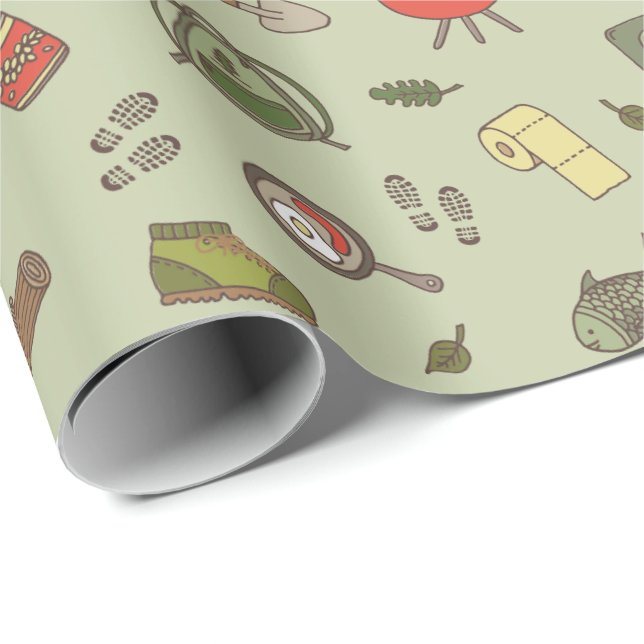 Papier Cadeau Outdoorsor Adventure Woodland Wilderness Motif (Coin rond)