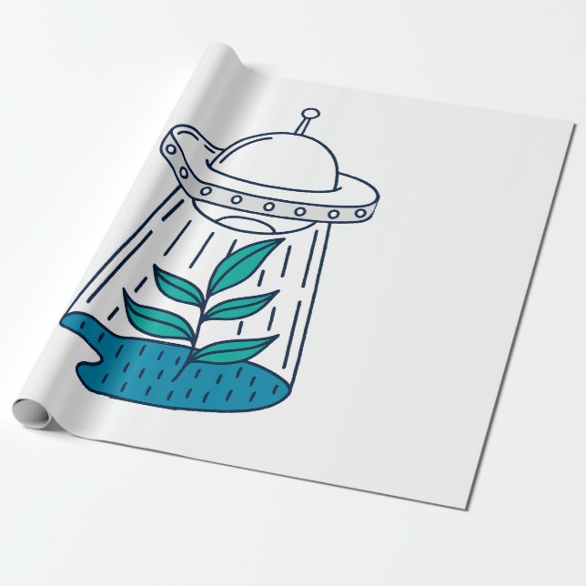 Papier Cadeau OVNI Alien (Déroulé)