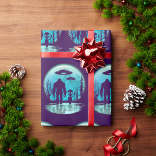 Papier Cadeau OVNI Alien Bigfoot