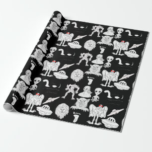 Papier Cadeau OVNI, Alien, Bigfoot Cryptid Birthday