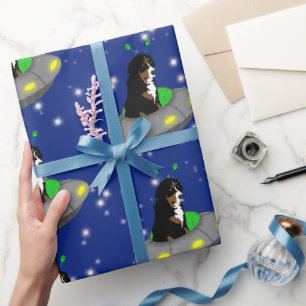 Papier Cadeau OVNI Alien de chien de montagne bernois