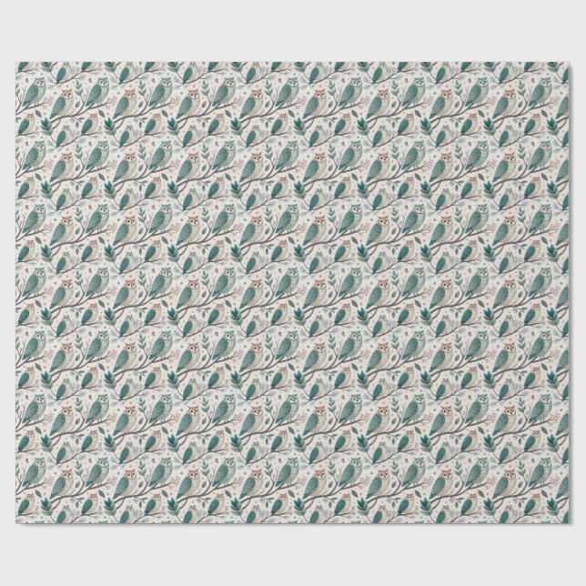 Papier Cadeau Owl Wrapping Paper | Woodland Animal Gift Wrap (Plat)