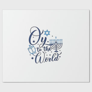 Papier Cadeau Oy to the World Hanoukka Juif Drôle