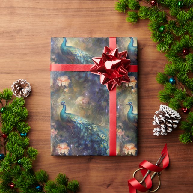 Papier Cadeau Pacock Floral (Cadeau de vacances)