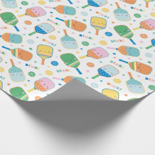 Papier Cadeau Pagaies de Pickleball mignonnes en couleurs douces