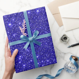 Papier Cadeau Pailleté brillant bleu indigo scintillant Glitter
