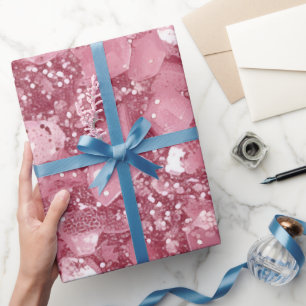 Papier Cadeau Pailleté Rose Pastel