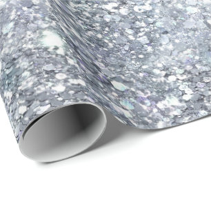Papier Cadeau Paillettes Argentées Glam Bling Tendance Cadeau Él
