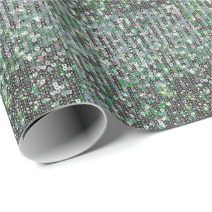 Papier Cadeau Paillettes de parties scintillant émeraude vert