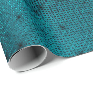 Papier Cadeau Paillettes élégantes noires aquatiques turquoise