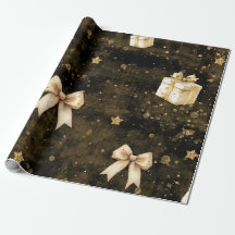 Papier cadeau paillettes étoiles scintillantes dor