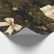 Papier cadeau paillettes étoiles scintillantes dor