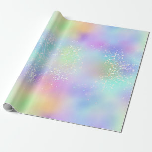 Papier Cadeau Paillettes holographiques et feuille iridescente a