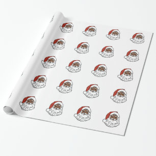 Papier Cadeau paillettes noir santa claus