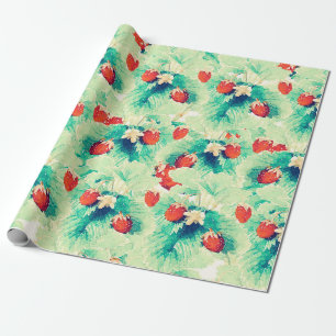 Papier Cadeau Paillettes rouges mignonnes et peinture à l'aquar