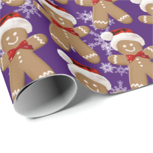 Papier Cadeau Pain D'Épice Homme Et Pneus À Neige Enveloppement