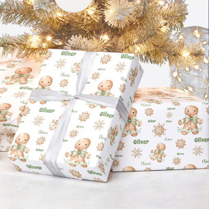 Papier Cadeau Pain d'épice Homme Nom du garçon Texte Noël
