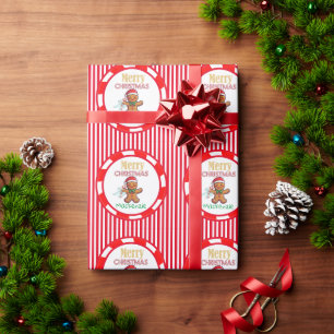 Papier Cadeau Pain d'épice mou Noël Nom personnalisé Rouge