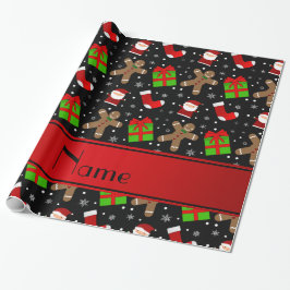 Papier Cadeau Pain d'épice noir nommé fait sur commande de Santa