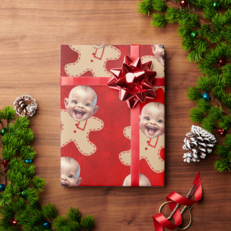 Papier Cadeau Pain d'épice personnalisé Hommes Visage Photo Noël