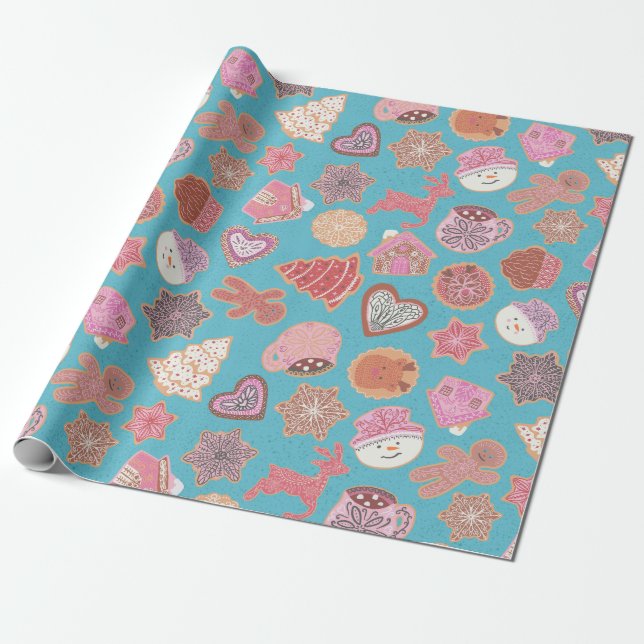 Papier Cadeau Pain d'épices, biscuits joliment décorés (Déroulé)