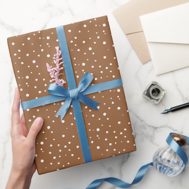Papier Cadeau Pain d'épices Blanc Falling Snow Holiday (Cadeaux)