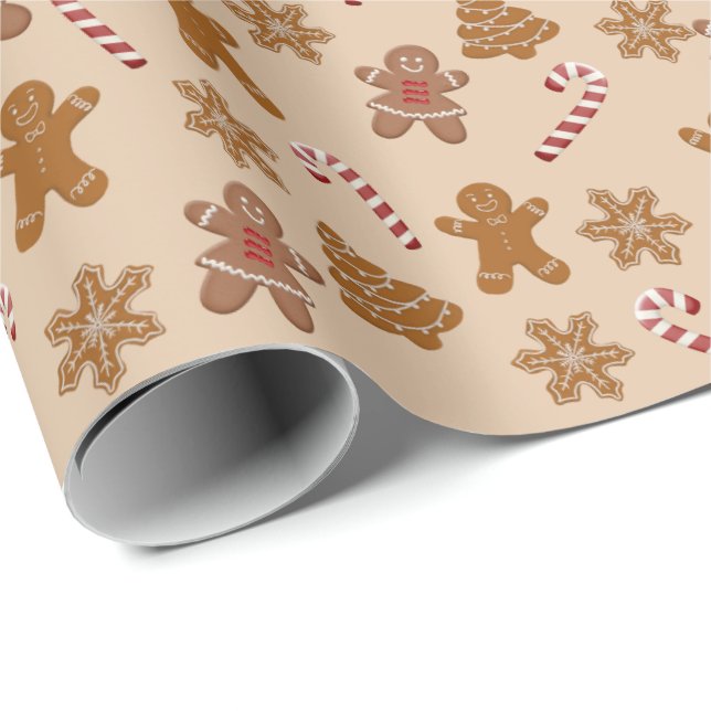 Papier Cadeau Pain d'épices Cookies et Sucres de canne (Coin rond)