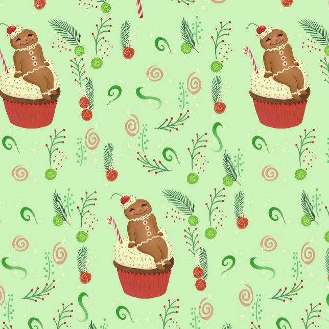Papier Cadeau Pain d'épices de Noël Homme Vert (Créateur téléchargé)