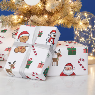Papier Cadeau Pain d'épices de Noël moderneHommes Père Noël Deer