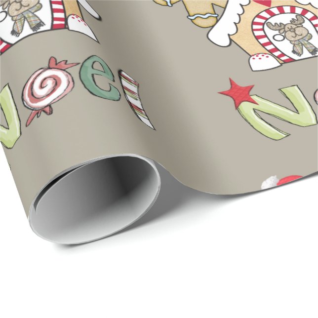Papier Cadeau Pain d'épices de Noël Papier à envelopper (Coin rond)