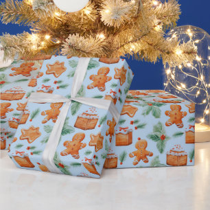 Papier Cadeau Pain d'épices Hommes Dessert Verdure Noël moderne