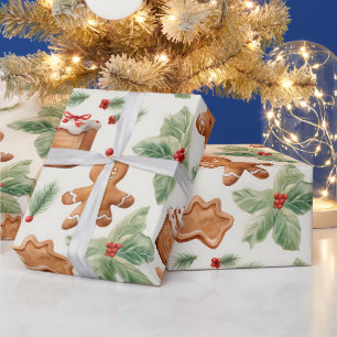 Papier Cadeau Pain d'épices Hommes Dessert Verdure Noël moderne