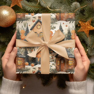 Papier Cadeau Pain d'épices Hommes & Maison Noël neigeux