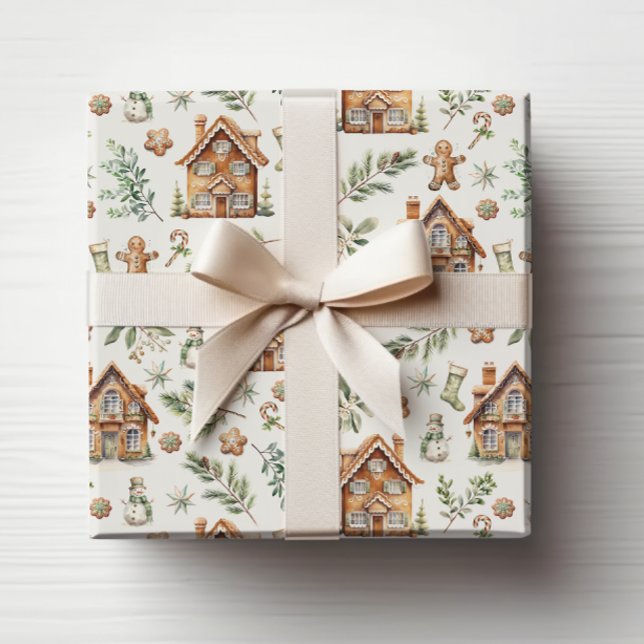 Papier Cadeau Pain d'épices Papier d'emballage de vacances (Gingerbread Holiday Wrapping Paper
)