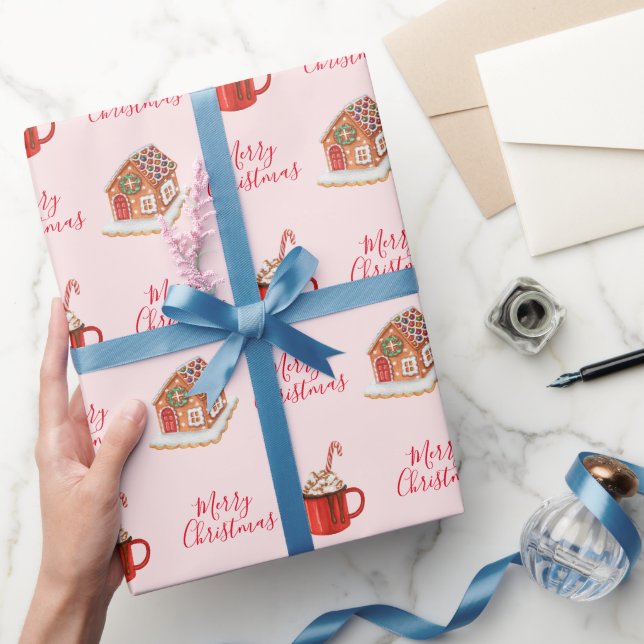 Papier Cadeau Pain d'épices rose Maison Papier d'enveloppement d (Cadeaux)