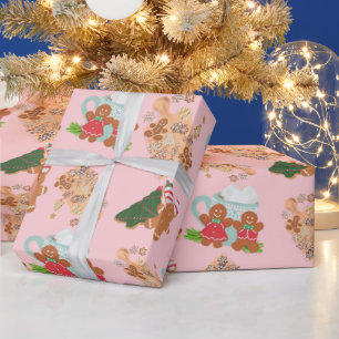 Papier Cadeau Pain d'épices rose+ Sucre Cookie Noël Enveloppe ca