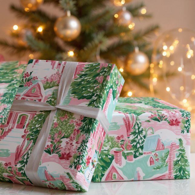 Papier Cadeau Pain d'épices Whimsical Pastel Noël rose (Créateur téléchargé)