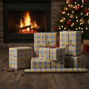Papier Cadeau Pains d'épice scandinaves et agrumes de Noël