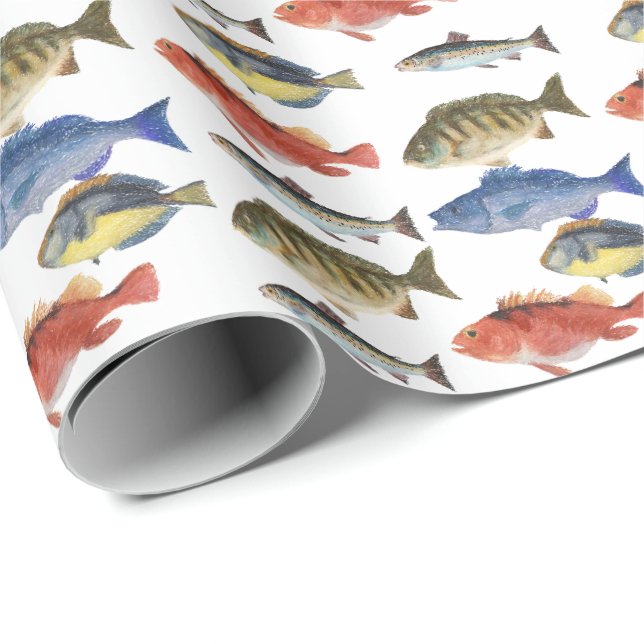 Papier Cadeau Painted Fish (Coin rond)