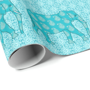 Papier Cadeau Paisley - bleu turquoise et aqua